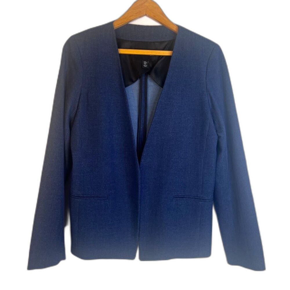 Adrienne Vittadini Navy Blue Open Front Casual Blazer Neutral Basic Size Medium‎
